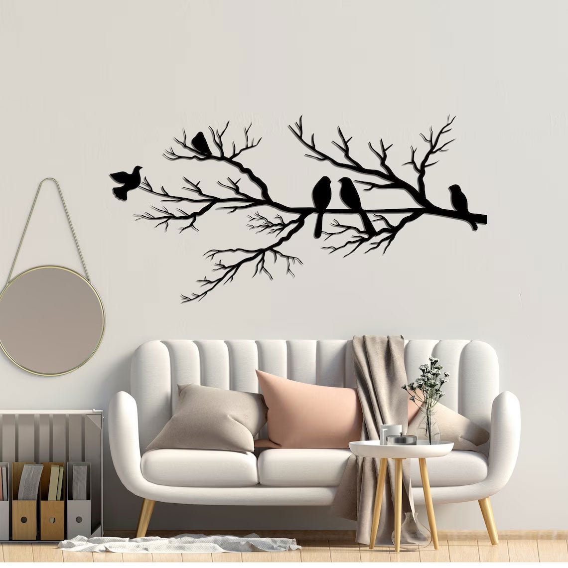 PerchArt Metaal Wanddecoratie – Vogels op een Tak voor een Tijdloze Natuurlijke Uitstraling