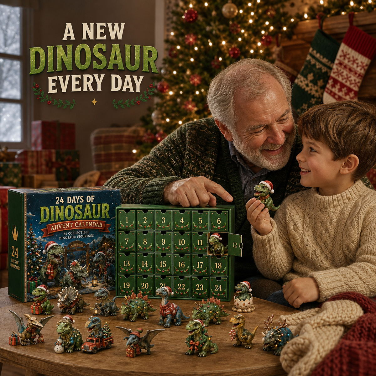 24 Dagen van Dinosaur Kerst Adventskalender – 24 Verzamelfiguren van Dino's & Feestelijke Verrassingen