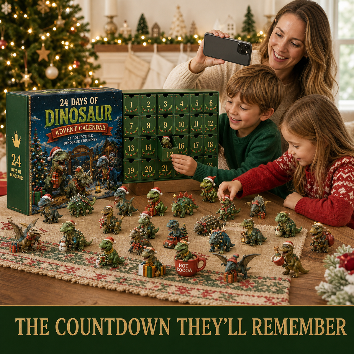 24 Dagen van Dinosaur Kerst Adventskalender – 24 Verzamelfiguren van Dino's & Feestelijke Verrassingen