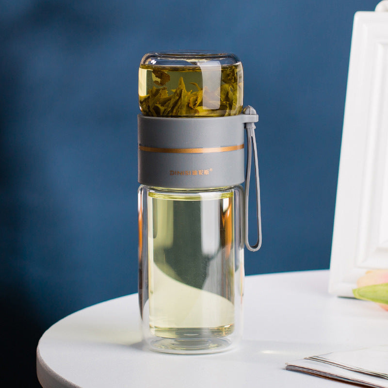 Dubbelwandige Glas-Waterfles met Theefilter - PureBrew