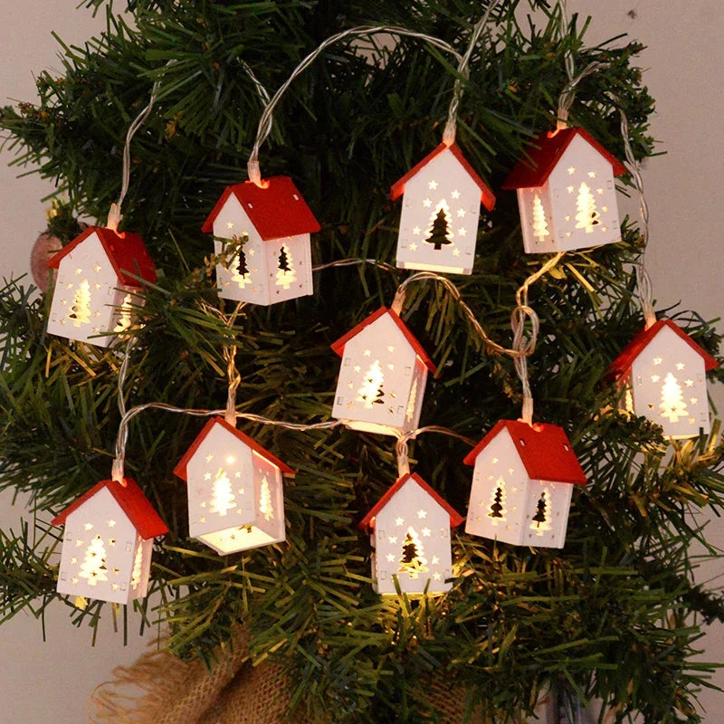 Houten Kersthuisjes met LED Kerstverlichting – Decoratieve Kerstdecoratie
