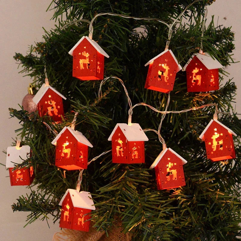 Houten Kersthuisjes met LED Kerstverlichting – Decoratieve Kerstdecoratie