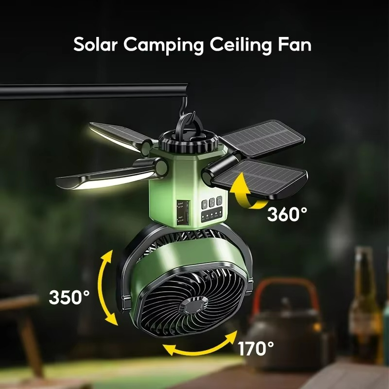 VenturoX Camping Ventilator | Draagbare ventilator met 4 snelheden en LED-verlichting