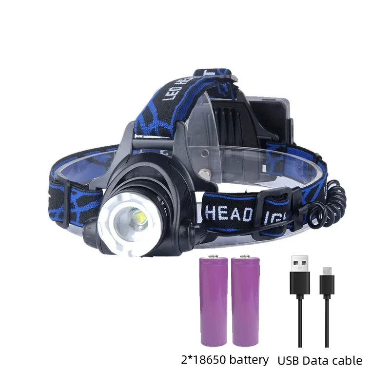 Oplaadbare Waterdichte LED Hoofdlamp met Zoomfunctie voor Outdoor
