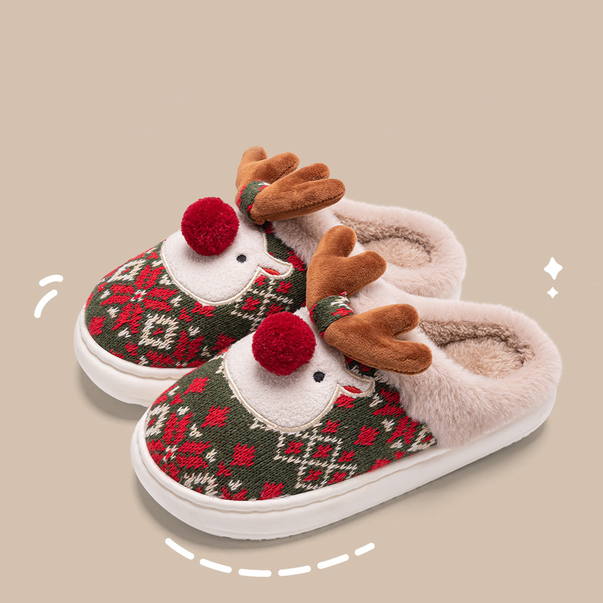 Kerstpantoffels met Geborduurde Stof
