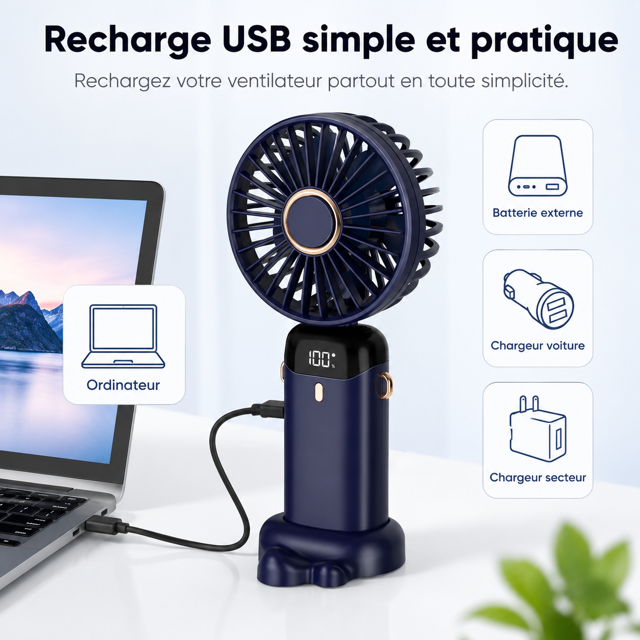 Draagbare Oplaadbare Ventilator 5000mAh