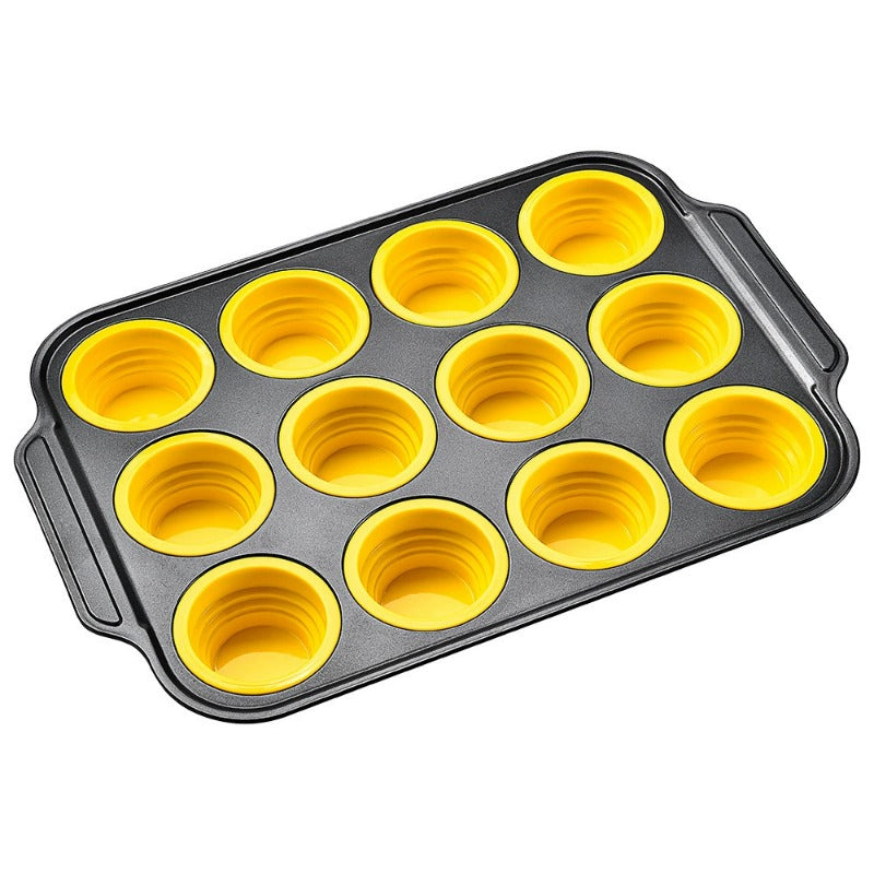 Siliconen Muffinvorm met Stevig Metalen Frame – Flexibele Bakvorm voor Muffins en Cupcakes