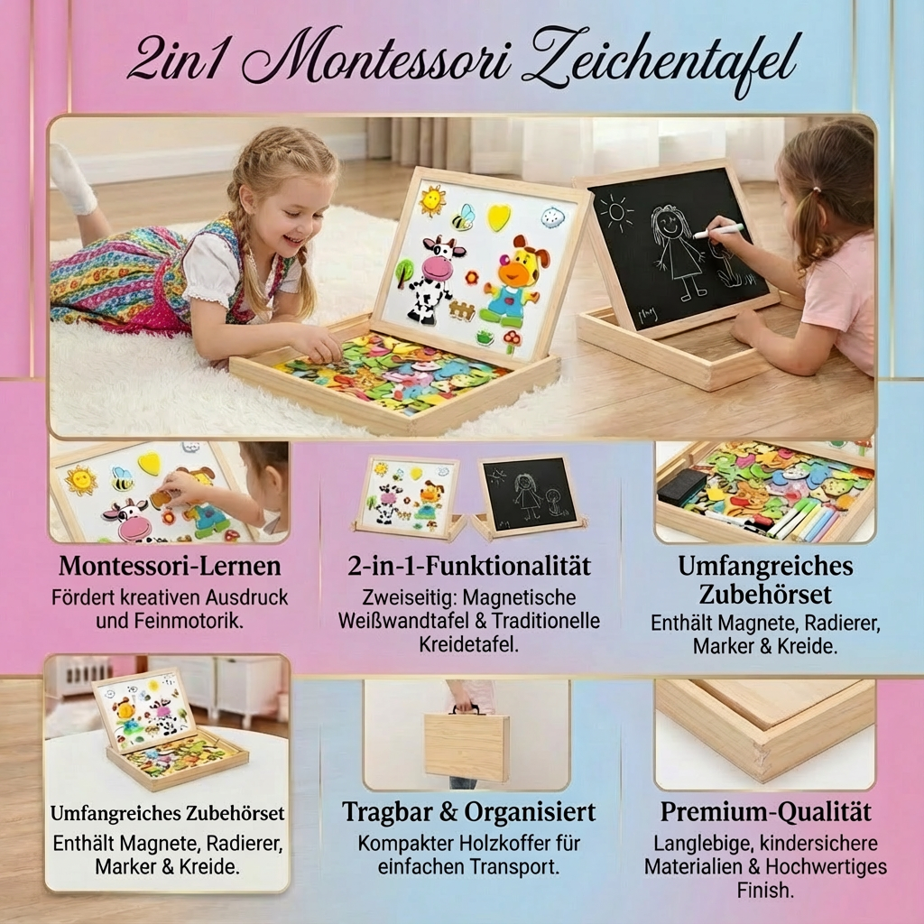 Montessori 2-in-1 Tekenbord voor Kinderen