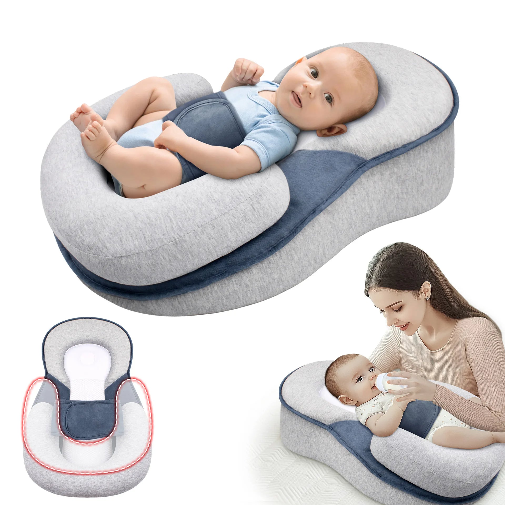 Anti-Reflux Verhoogde Baby-Lounger voor Pasgeborenen en Baby's