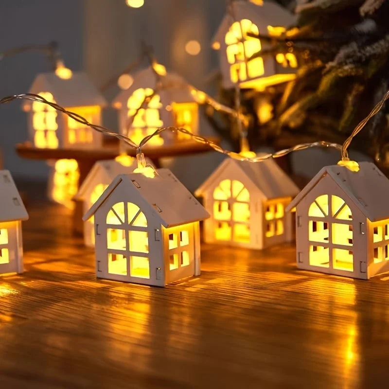 LED Kerstverlichting met Minihuisjes – Decoratieve Lichtslinger voor Binnen