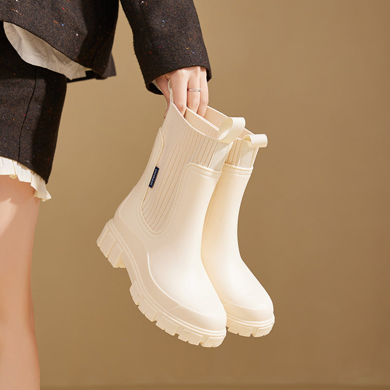 Waterdichte Gummlaarzen voor Dames | Hoogte Verstelbaar Plateau & Antislip PVC-Zool