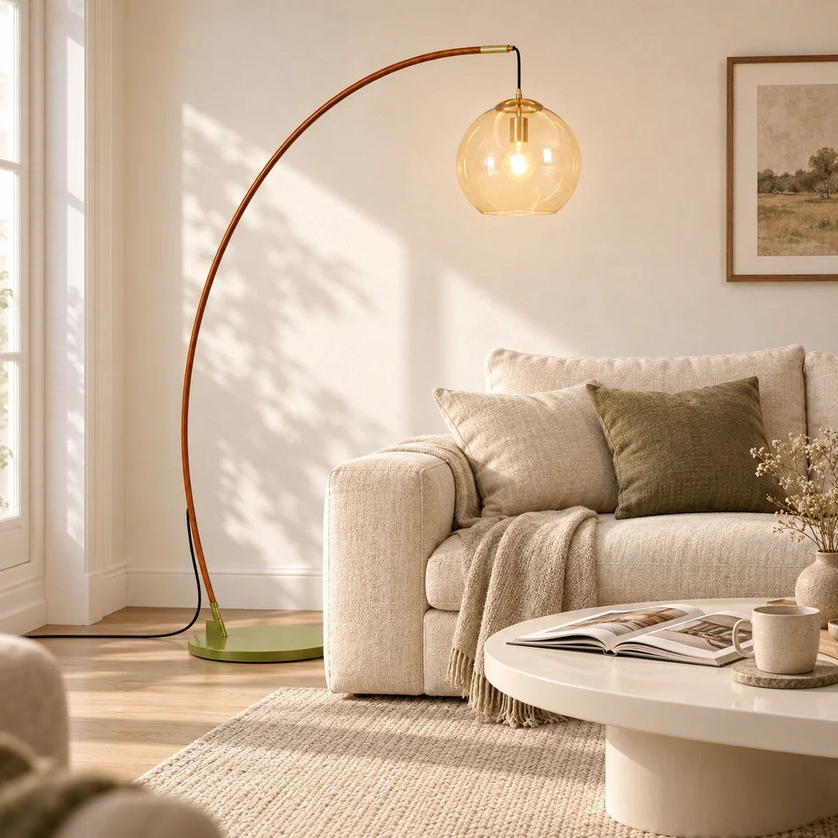 Moderne Glazen Vloerlamp – Elegante Designverlichting met Glazen Lampenkap