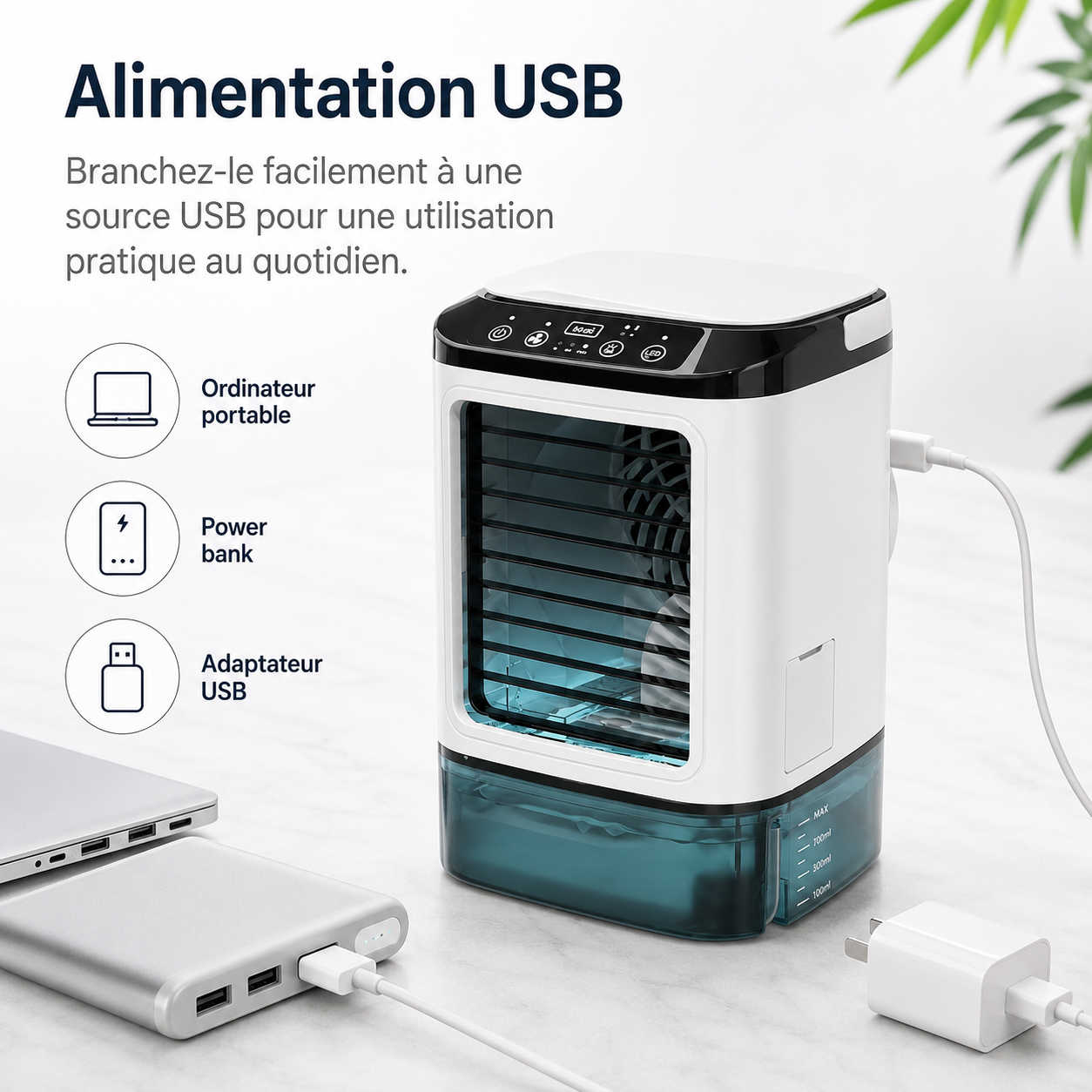 Mini Portable Airconditioner Koel met Water – USB Voeding met Groot Reservoir