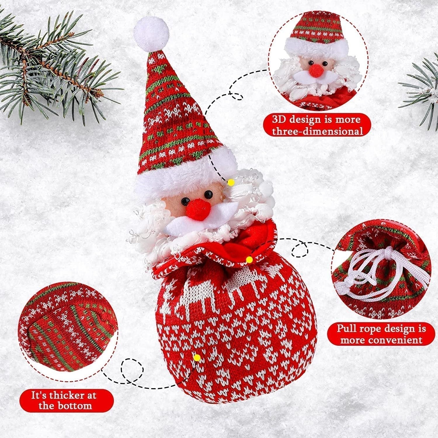 KnitJoy Kerstcadeauzak met Pop – Herbruikbare Brei-cadeauzak voor Kinderen