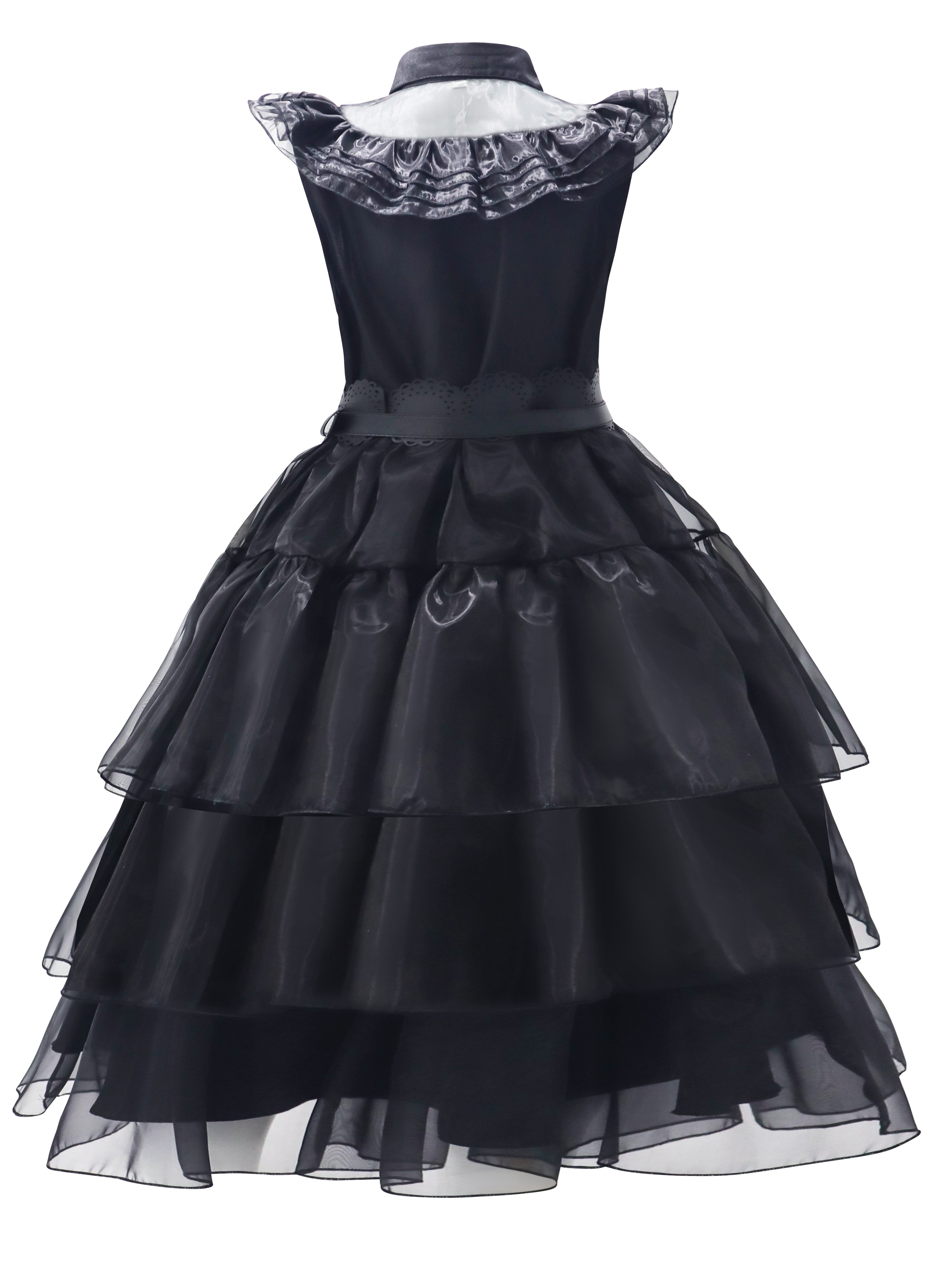 Dames Gothic Ruffle Halloween Film Kostuum Jurk | Gelaagde Midi Set