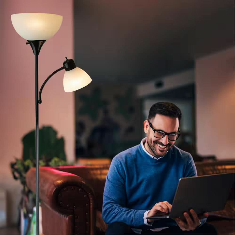 LED Vloerlamp met Twee Lichtbronnen – Staande Lamp met Leeslamp