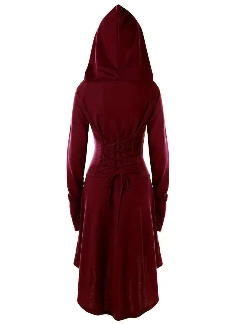 Vrouwen Vintage Korset Lange Mouw Halloween Kostuum Jurk | Midi