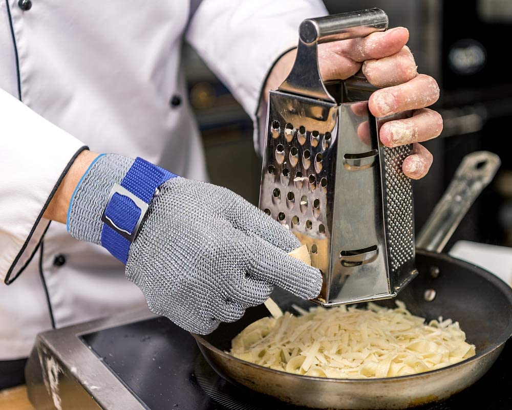 Voedselveilige handschoen van roestvrij staal met gaas