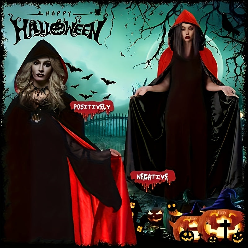 Gothic Halloween Vampier Kostuum Set met Kap | Cape Sieraden