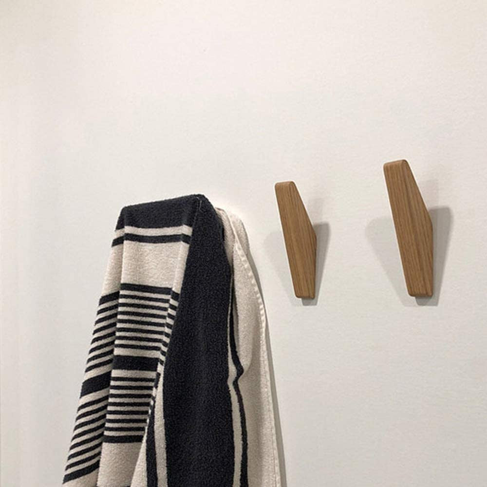 Houten Wandhaken Set Nordhaak – 6 Minimalistische Kapstokhaken van Massief Hout