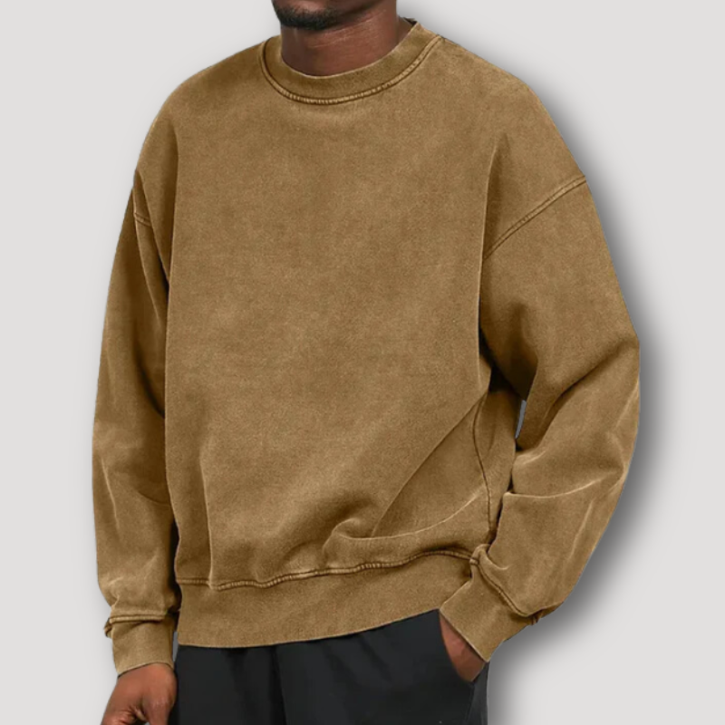 Vintage geïnspireerde Relaxed Fit Trui met Ronde Hals en Lange Mouwen voor heren | Timo