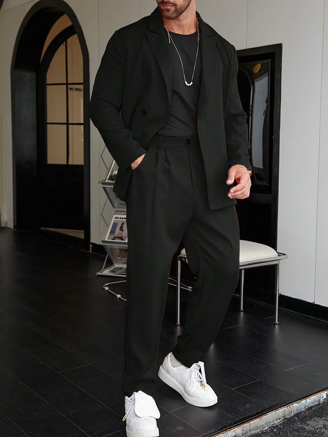 Herenpak ModernFit – 2-delig Slim Fit Pak met Spitzenrevers