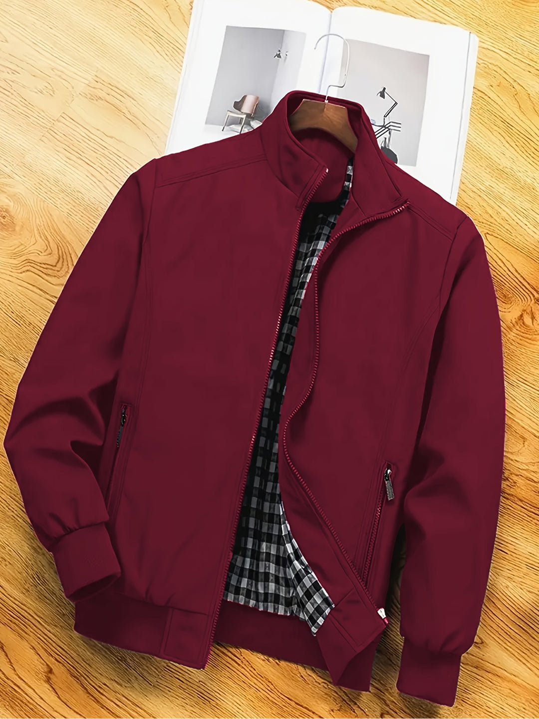 Heren Polyester Jas | Staande Kraag & Ritssluiting | Casual & Werk | Lente & Herfst