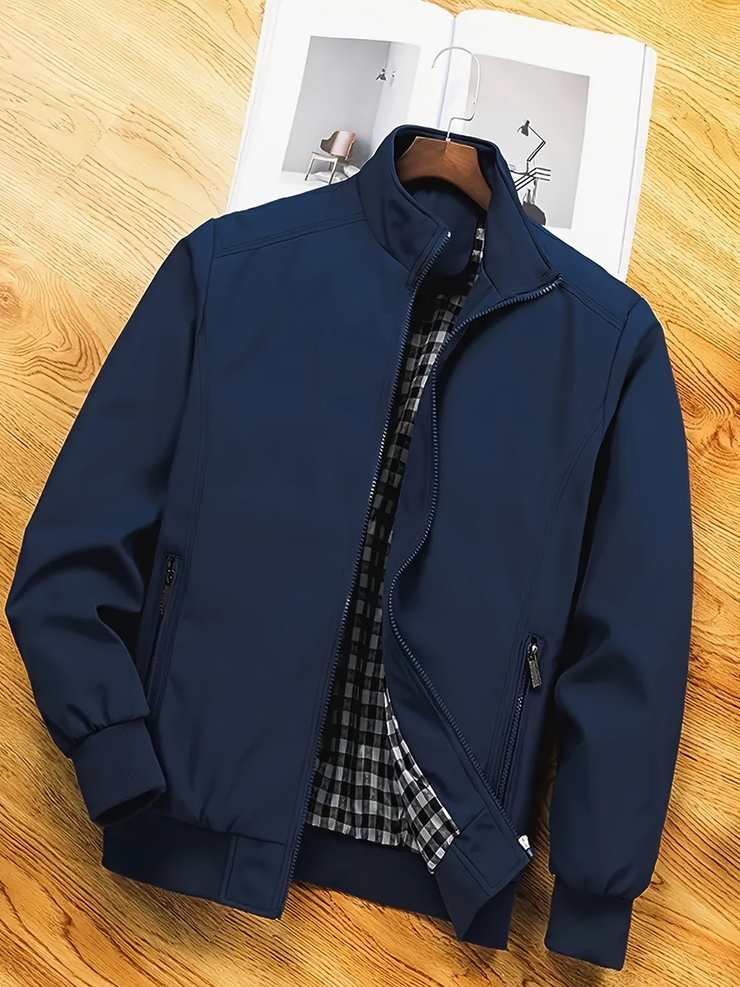 Heren Polyester Jas | Staande Kraag & Ritssluiting | Casual & Werk | Lente & Herfst