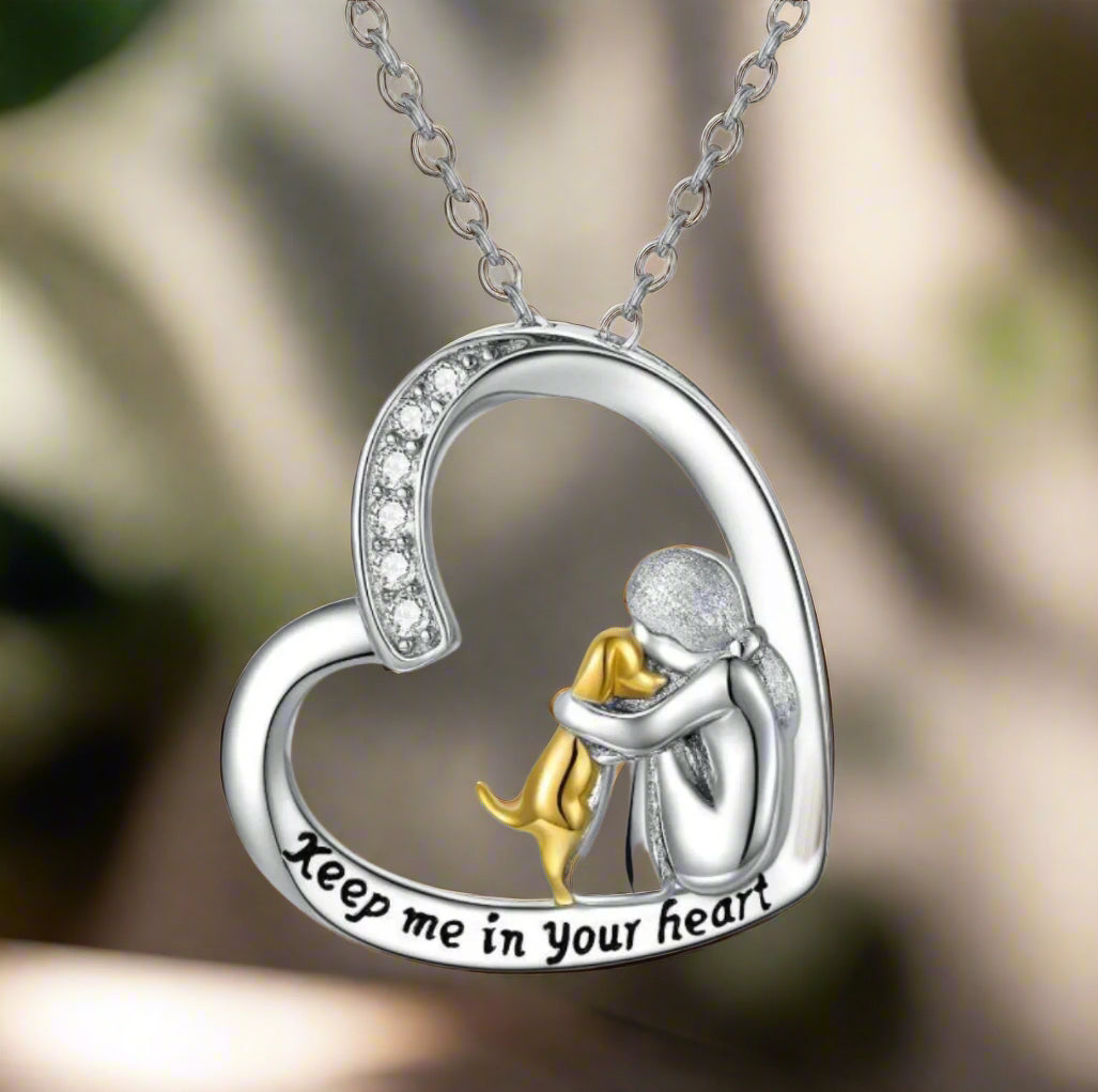 SilverHeart | Zilveren Ketting met Hart Hond en Zirkonia Steen