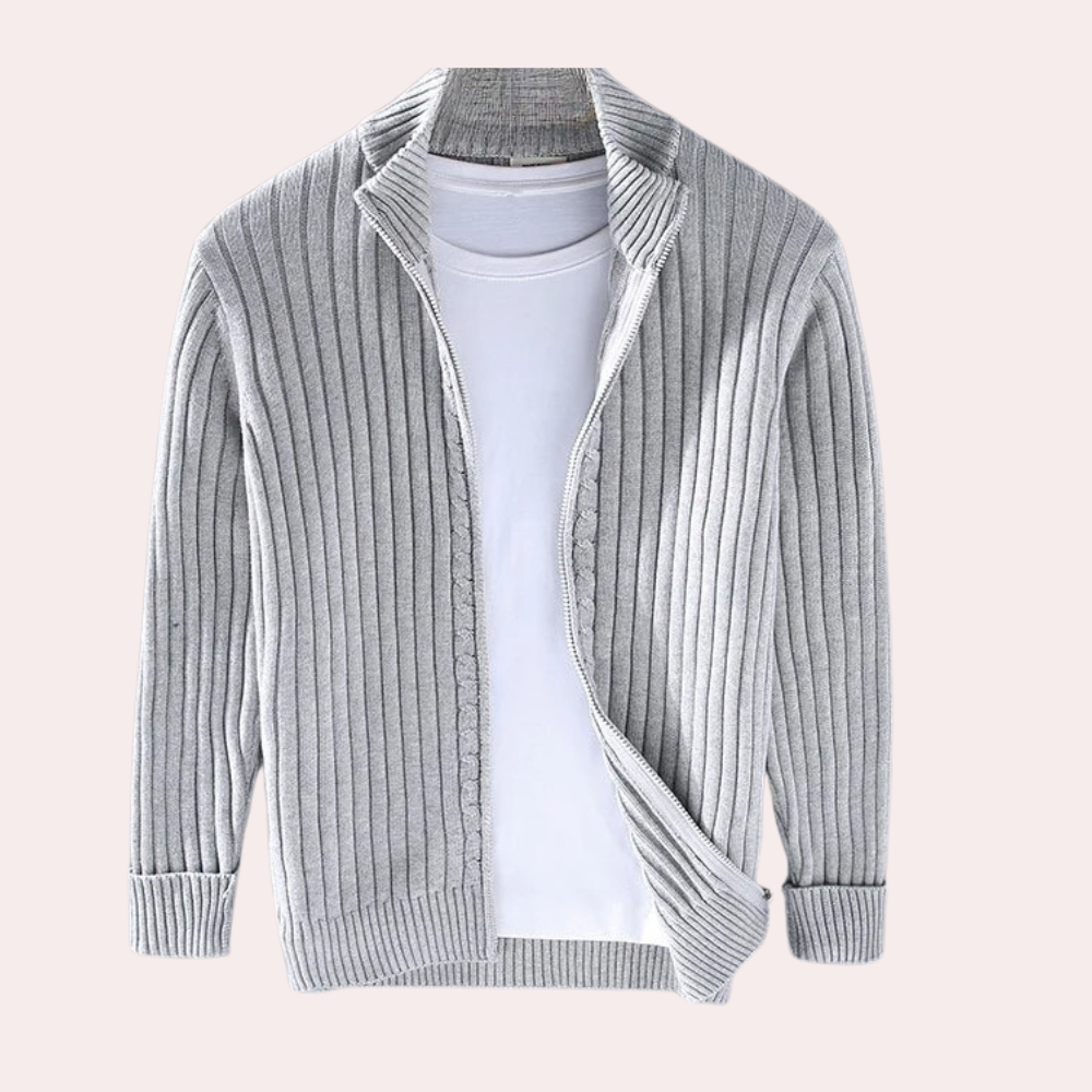 Moderne gebreide lente cardigan met rits voor mannen