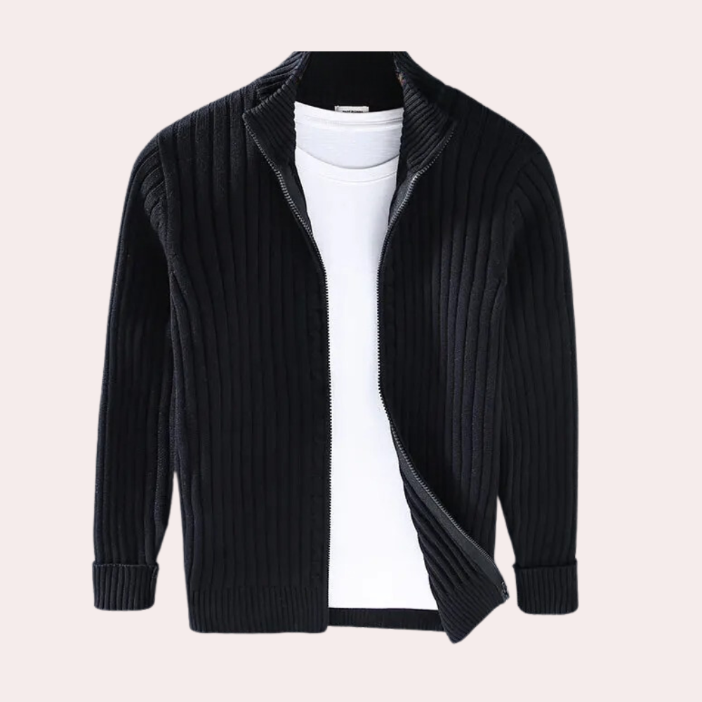 Moderne gebreide lente cardigan met rits voor mannen