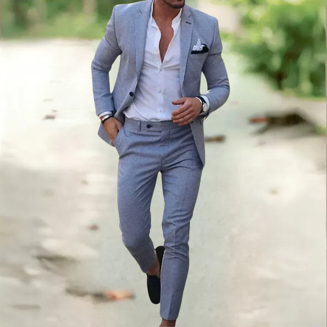 Lichte Heren Linnen Pak – 2-delig, Slim Fit, ideaal voor de zomer, bruiloft & zaken