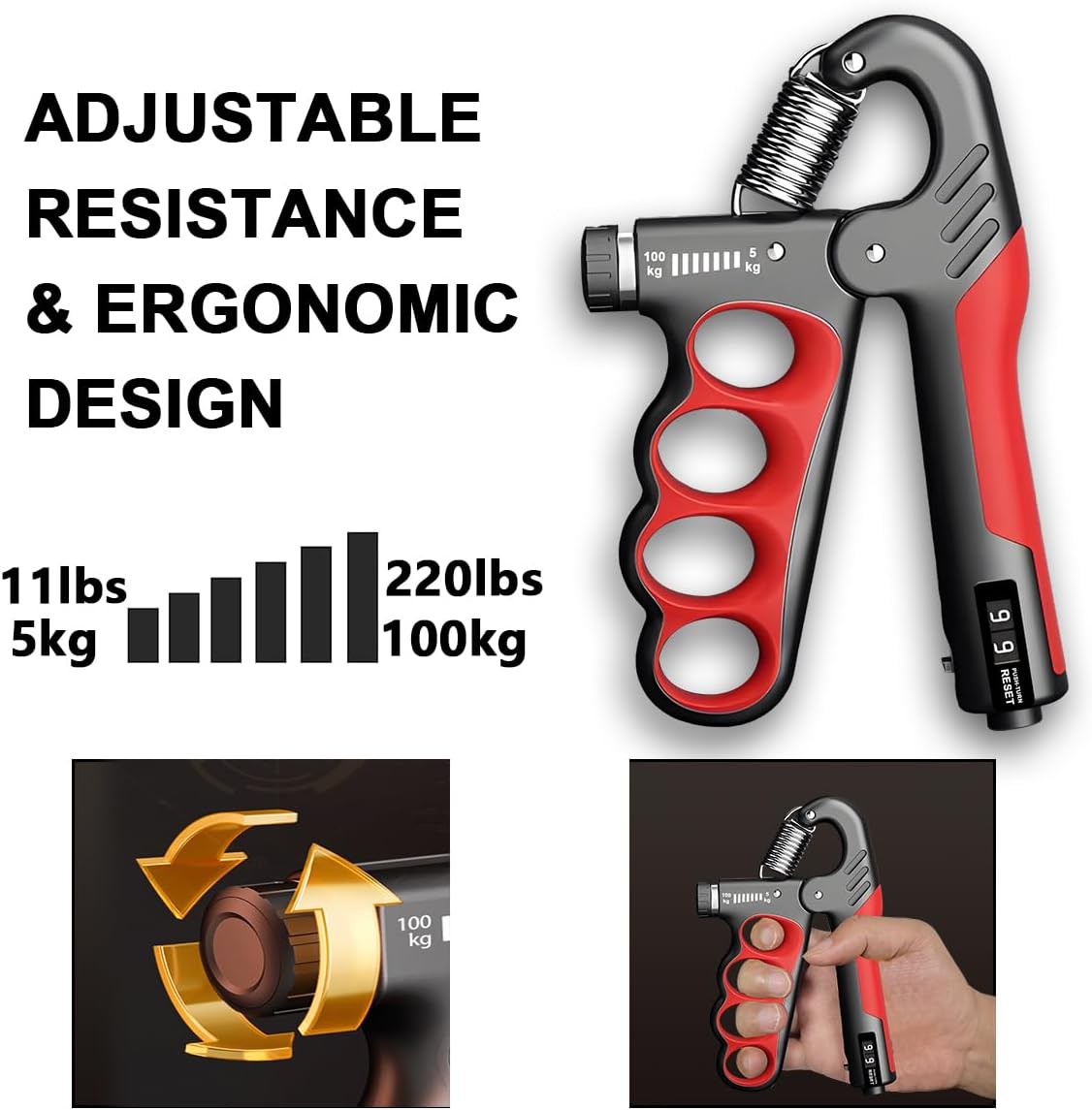 Onderarm Trainer | Handtrainer | Gripkracht Trainer tot 100 kg | StaalGrip