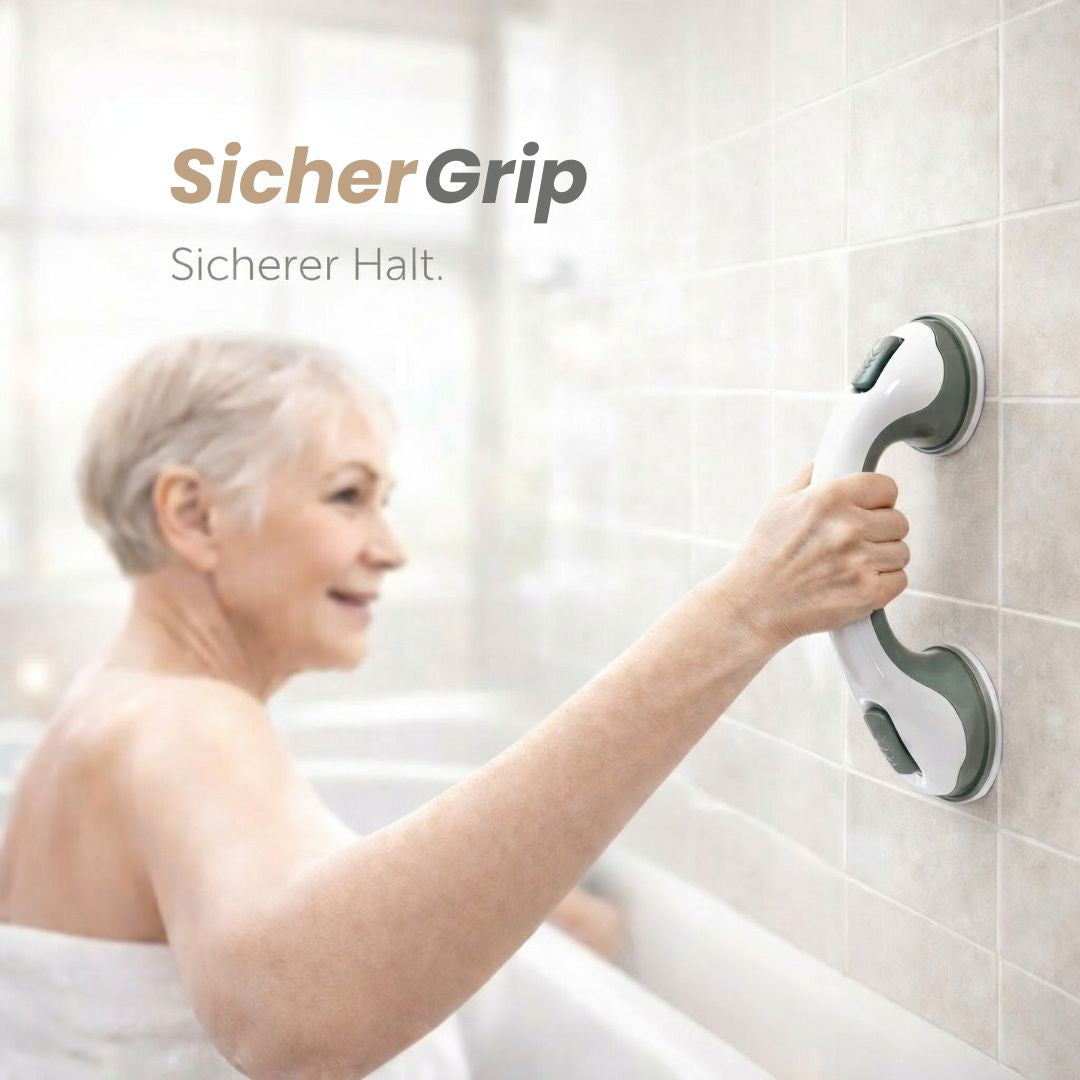 Steunhandgreep voor douche, bad of toilet met zuignap | Badhandgreep voor senioren zonder boren | GripSicher