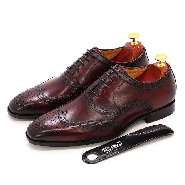 Handgemaakte Heren Oxford Schoenen Leer Brogue Dress Klassieke Zakelijke Formele Schoenen