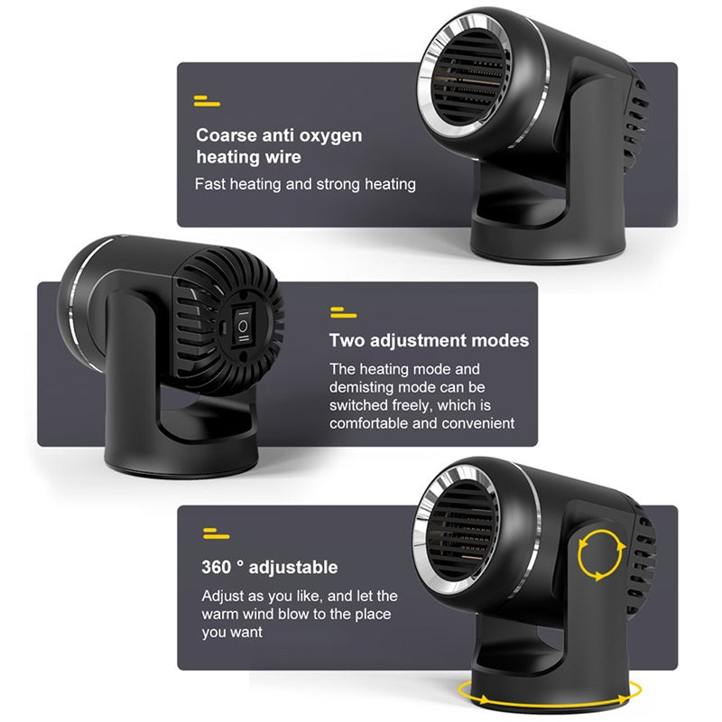 12V Autoverwarming – Draagbare Autoheater met 360° Rotatie & Beveiliging