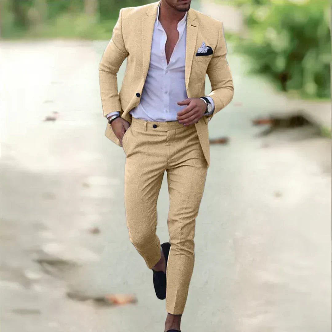 Lichte Heren Linnen Pak – 2-delig, Slim Fit, ideaal voor de zomer, bruiloft & zaken