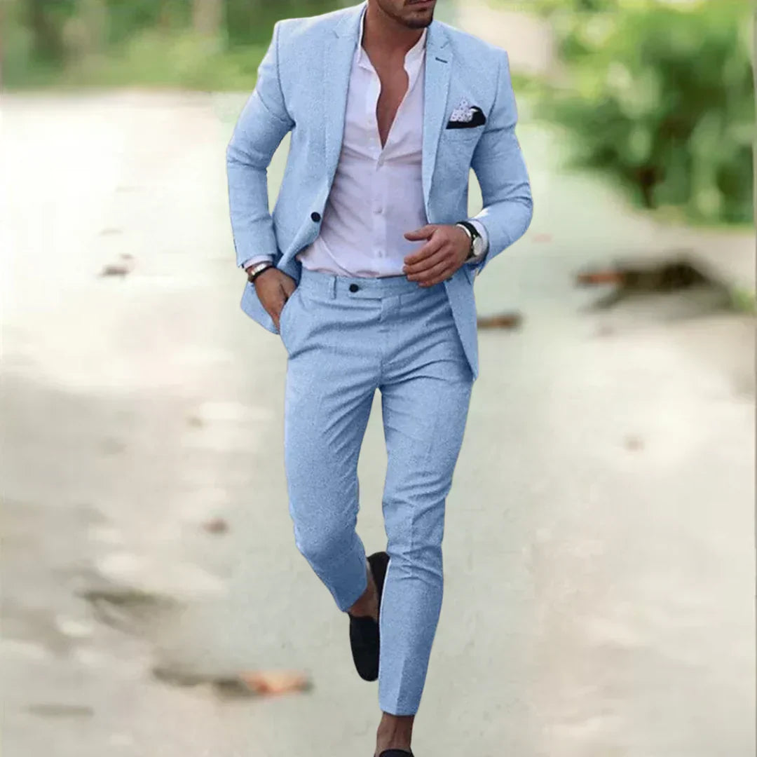 Lichte Heren Linnen Pak – 2-delig, Slim Fit, ideaal voor de zomer, bruiloft & zaken