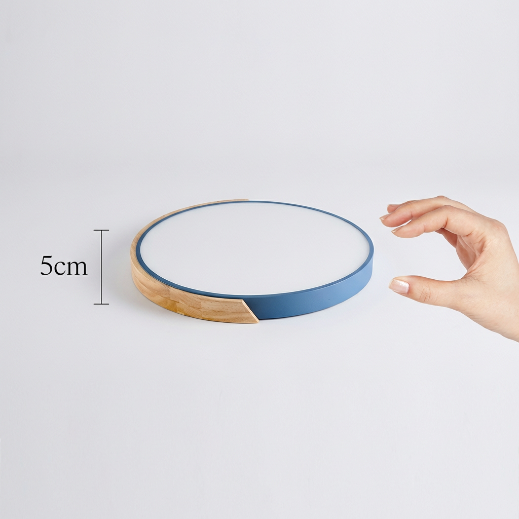 Scandinavische Houten LED-Plafondlamp – Modern Flush-Mount-Design voor een Gezellige Sfeer