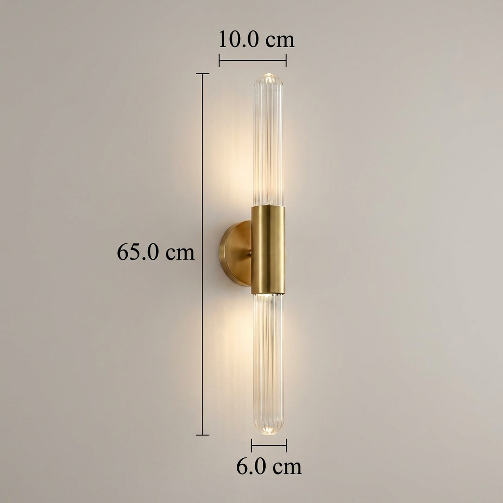 Nordic Water-Ripple Glas Messing Wandlamp LED 1-Licht