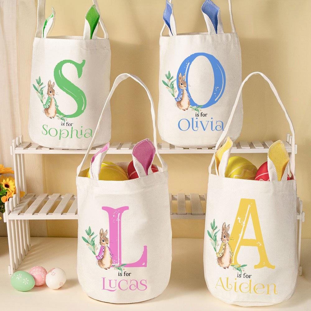 BunnyLuxe paasmand| Schattige gepersonaliseerde paasei jachtmand
