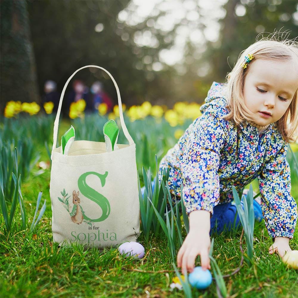 BunnyLuxe paasmand| Schattige gepersonaliseerde paasei jachtmand