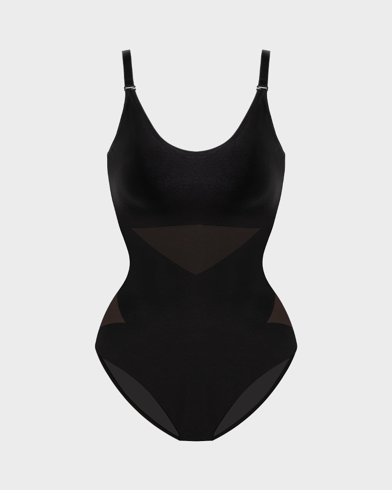 LuxeForm Criss-Cross Mesh Bodysuit | Sculpturend ontwerp voor een perfecte silhouet