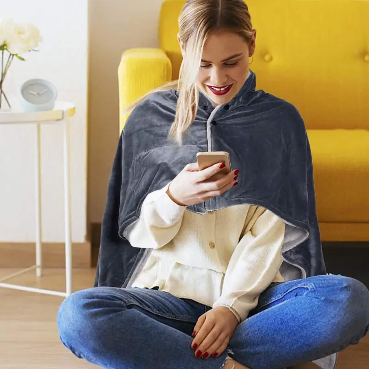 Elektrische Deken met Fleece – Verwarmde Draagbare Deken en Poncho