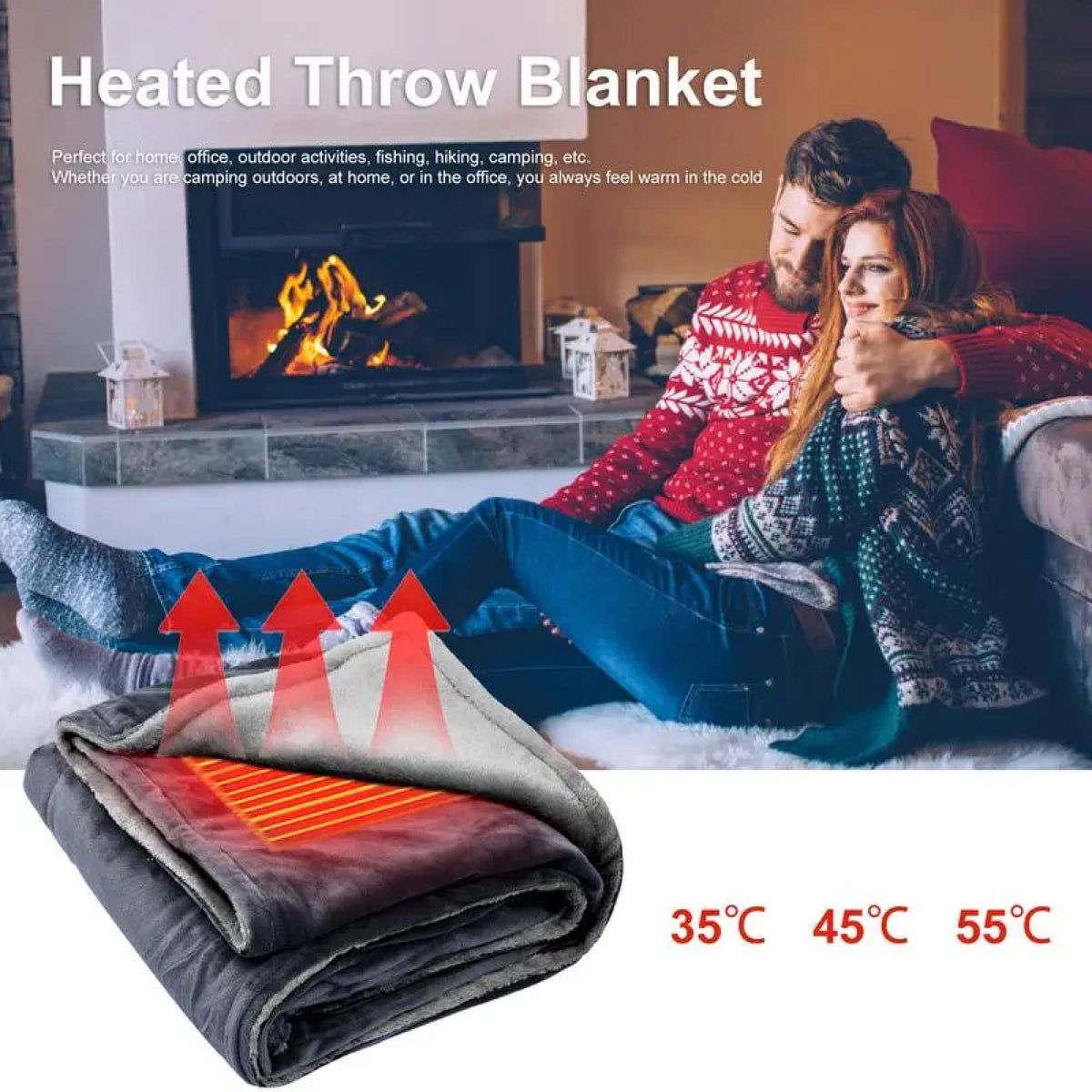 Elektrische Deken met Fleece – Verwarmde Draagbare Deken en Poncho