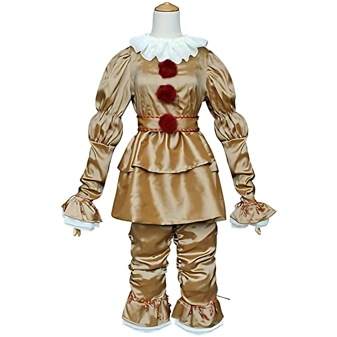 Vintage Lange Mouwen Halloween Clown Kostuum | Rimpeldetail