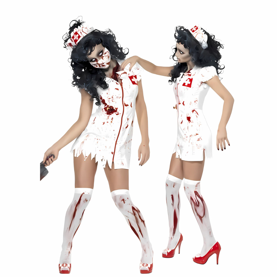 Dames Bloedige Halloween Kostuum Verpleegster Jurk | Mini