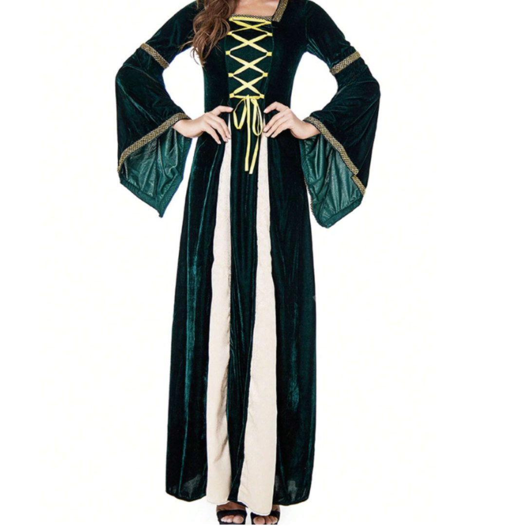 Dames Middeleeuwse Halloween Kostuum Jurk | Lange Mouwen Maxi