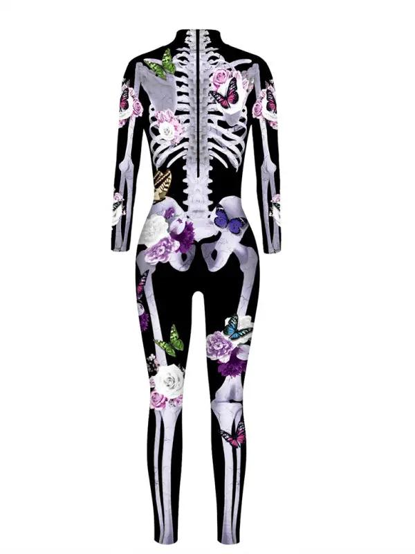 Dames Halloween Kostuum Jumpsuit | Lange Mouwen Skelet