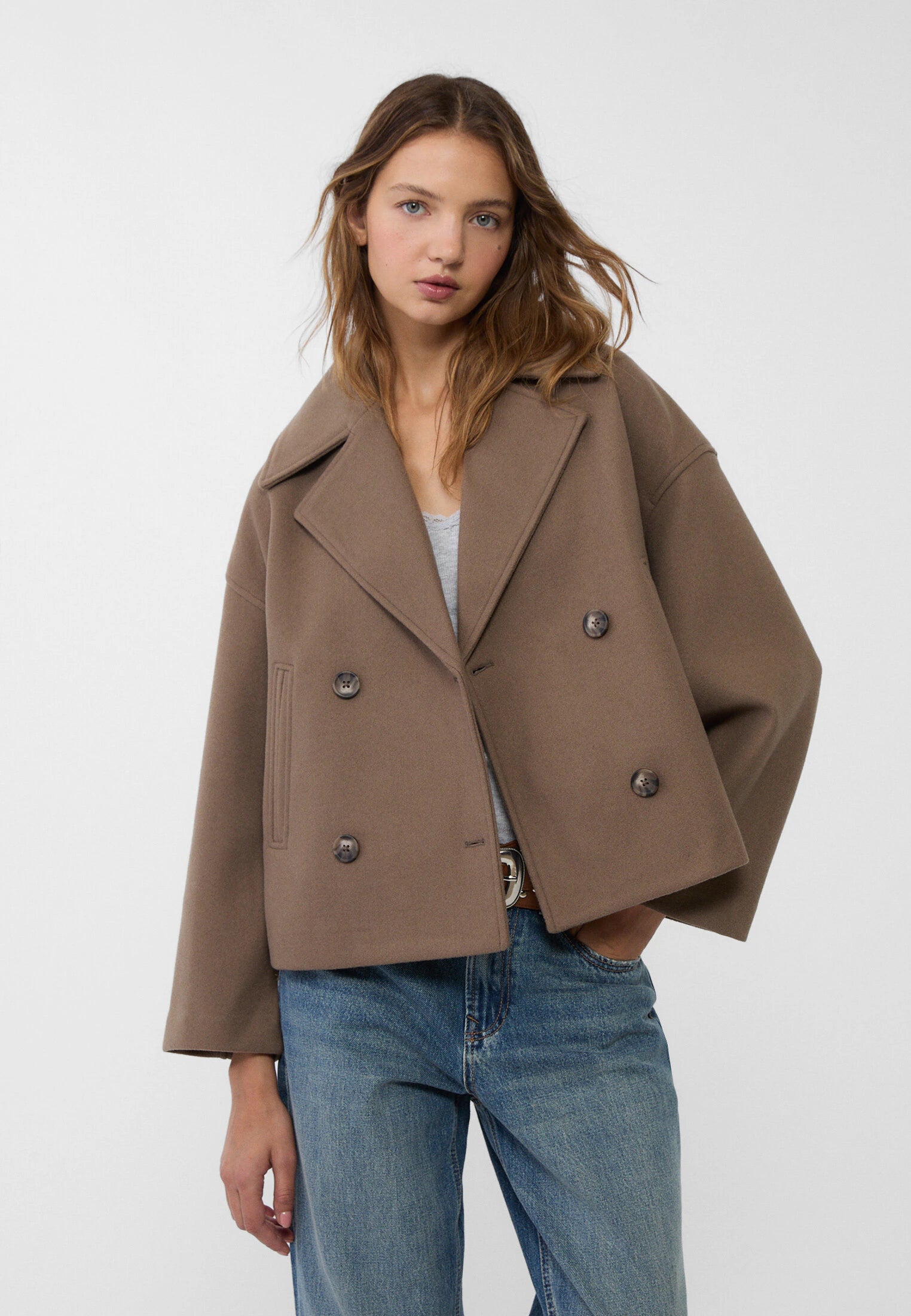 Elegante Dames Winterjas – Stijlvolle Korte Dubbelrij-Jas